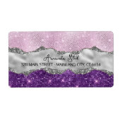 Étiquette Carte de visite élégant rose violet brillant argen (Devant)