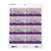 Étiquette Carte de visite élégant rose violet brillant argen (Feuille entière)