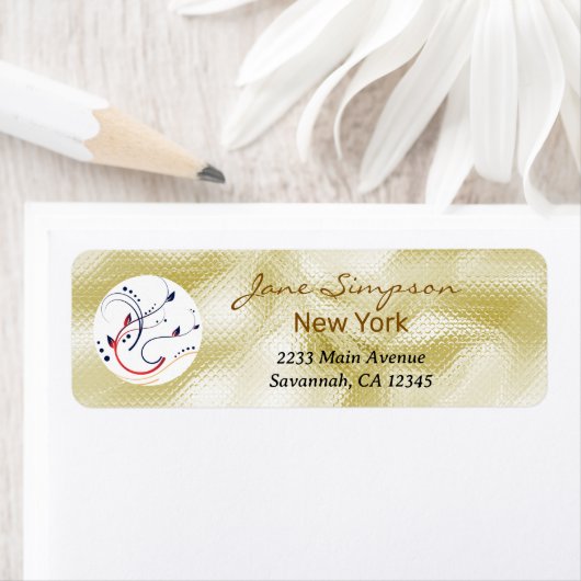 Étiquette Carte de visite élégante avec texture dorée (En situation)