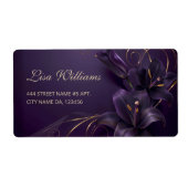 Étiquette Carte de visite Luxe Fleurs 3D Lys Violets (Devant)