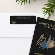 Carte de vœux classique arbre de Noël feuille d'or