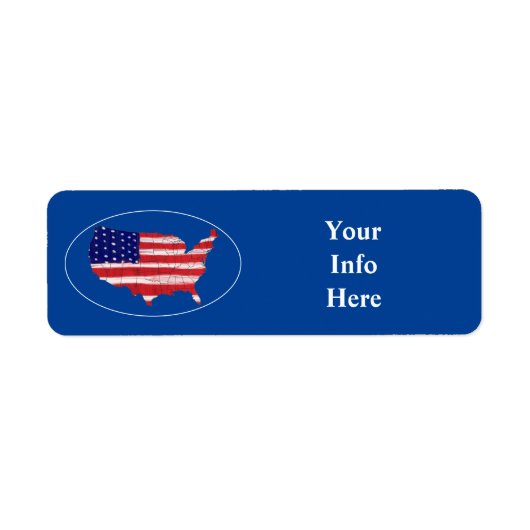 Étiquette Carte des États-Unis et drapeau (Devant)