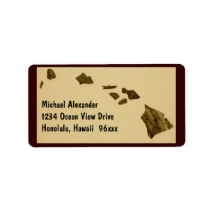Étiquette Carte d'îles hawaïennes