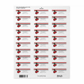 Étiquette Carte d'invitation personnalisée Black & White Red (Feuille entière)