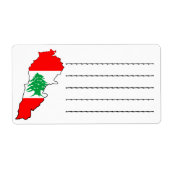 Étiquette Carte du Liban avec drapeau (Devant)