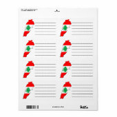 Étiquette Carte du Liban avec drapeau (Feuille entière)