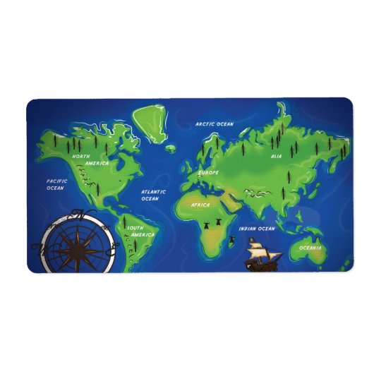 Étiquette Carte du monde (Devant)