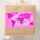 Étiquette Carte du monde Abstrait Pink Purple Art Voyageur P (En situation)