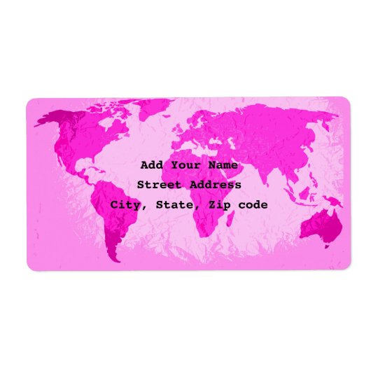 Étiquette Carte du monde Abstrait Pink Purple Art Voyageur P (Devant)