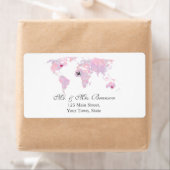 Étiquette Carte du monde de l'aquarelle de mariage de destin (En situation)