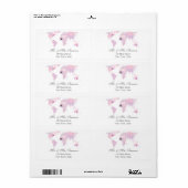 Étiquette Carte du monde de l'aquarelle de mariage de destin (Feuille entière)