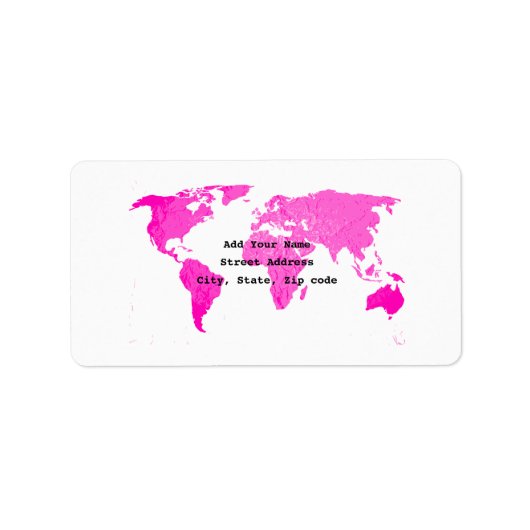 Étiquette Carte du monde Voyageur Abstrait rose violet d'art (Devant)