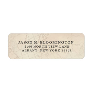 Étiquette Carte géographique opaque Vintage  Adresse de ret
