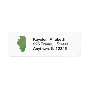Étiquette Carte Illinois Adresse de retour Label