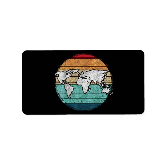 Étiquette Carte rétro du monde (Devant)