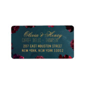 Étiquette Carte RSVP turquoise Bordeaux Jewel (Devant)