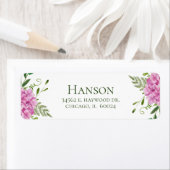 Étiquette Cartes de retour d'adresse Fleurs d'hydrangea rose (En situation)