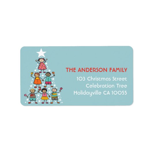 Étiquette Cartographie Arbre de Noël Enfants vacances Adress (Devant)