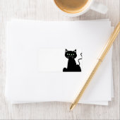 Étiquette Cartographie de chat noir vert très rétro (En situation)