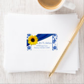 Étiquette Carton de réponse de mariage au Damassé Royal Bleu (En situation)