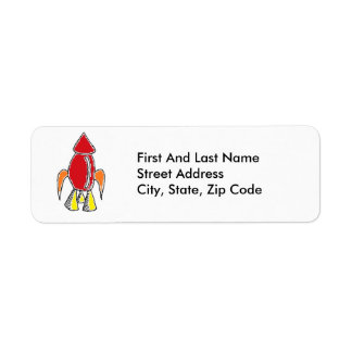 Étiquette Carton de vaisseau spatial Red Rocket Ship