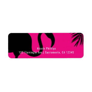 Étiquette Carton d'invitation de fête Flamant rose & Noir et