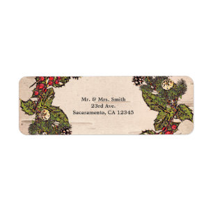 Étiquette Carton d'invitation de Noël vintage rustique en bo