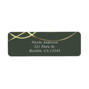 Étiquette Carton d'invitation en faux feuille dorée et vert