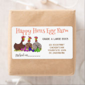 Étiquette Carton d'oeuf caricature de poulets drôle (En situation)