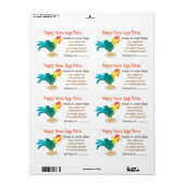 Étiquette Carton d'oeuf caricature de poulets drôle (Feuille entière)