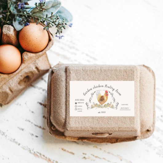 Étiquette carton d'oeuf de poulet de crête d'aquar