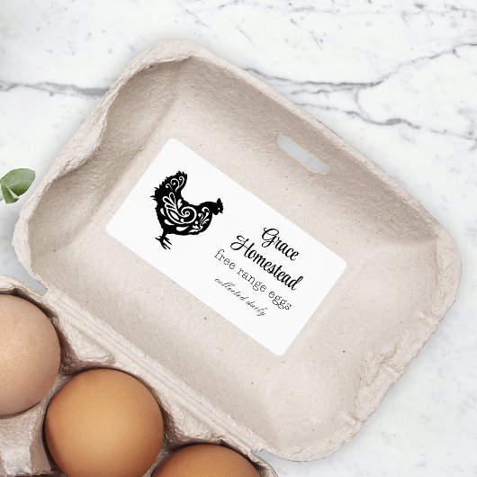 Étiquette Carton d'oeuf de poulet de ferme mignonne