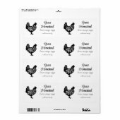 Étiquette Carton d'oeuf de poulet de ferme mignonne (Feuille entière)