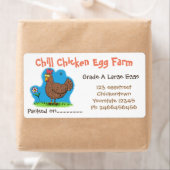 Étiquette Carton d'oeuf rustique de poulet drôle (En situation)