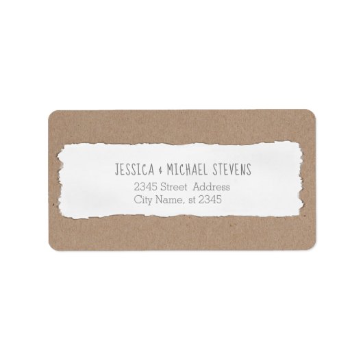 Étiquette Carton en papier déchiqueté contemporain (Devant)