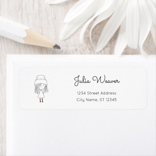 Étiquette Cartoon Casquette mignon Whimsical Girl Odd Chauss (En situation)