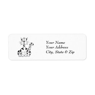 Étiquette Cartoon Cat Return Address Labels