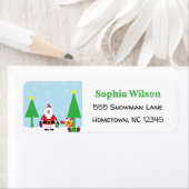 Étiquette Cartoon de Noël sympa Père Noël Reindeer Festive (En situation)