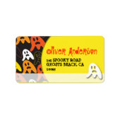 Étiquette Cartoon Éffrayant Ghosts Adresse d'Halloween de l' (Devant)