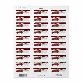 Étiquette Cartoon Goldendoodles Red Christmas Truck (Feuille entière)