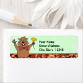 Étiquette Cartoon Groundhog (En situation)