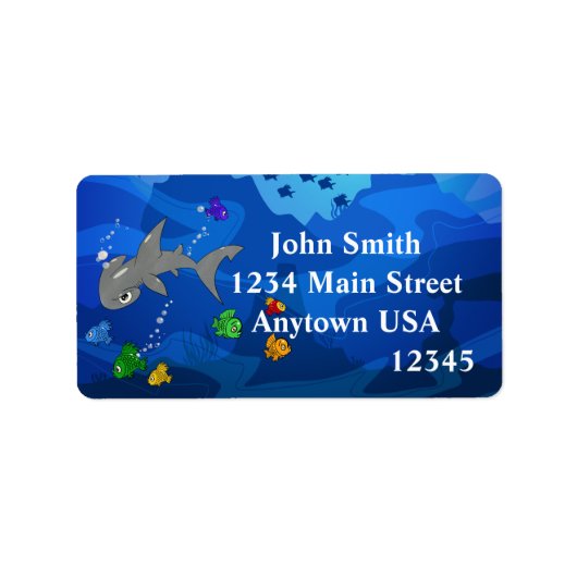 Étiquette Cartoon Hammerhead Shark (Devant)