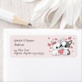 Étiquette Cartoon mignon Bulldog Les amoureux des coeurs Sai (En situation)