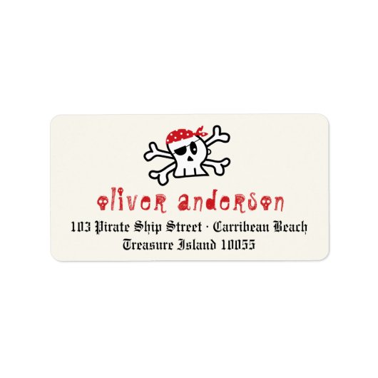 Étiquette Cartoon Pirate Skeleton Skull Anniversaire Étiquet (Devant)