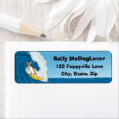 Étiquette Cartoon Surf Corgi (En situation)