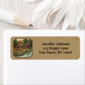 Étiquette Cascade de cerfs et de ruisseaux Tan (En situation)