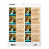 Étiquette Cascade de Senju, Akame Hasui Kawase shin hanga ar (Feuille entière)