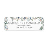 Étiquette Cascade Floral Élégant Adresse de Retour de Mariag (Devant)