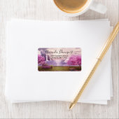 Étiquette Cascades et cerisiers au bord d'un lac (En situation)