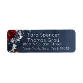 Étiquette Cascading Peony Burgundy Navy Adresse de retour (Devant)